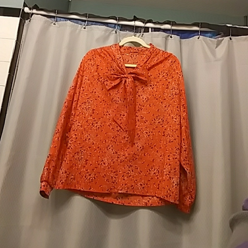 Bow neck button blouse